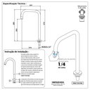 Ver imagem 2 de Torneira Para Lavatório De Mesa/ Bancada Slim Tube Rose Gold Square ¼ de volta 3493
