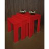 Conjunto Mesas Ninho Lateral de Apoio Centro Vermelho Laca - 1