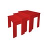 Conjunto Mesas Ninho Lateral de Apoio Centro Vermelho Laca - 2