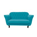 Ver imagem 4 de Kit Namoradeira + 1 Poltrona Decorativa Dália Suede Azul Tifany Pés Madeira Mz Decor