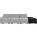 Ver imagem 5 de Sofá Ilha Modular para Sala 342cm com Puff Dublin K01 Veludo Cinza e Sintético Preto - Lyam Decor