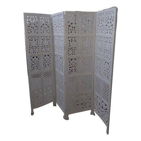 Biombo Indiano/madeira Maciça 2mt/ Qualidade Garantida Branco