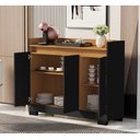 Ver imagem 2 de Aparador Buffet Ryzen 3 Portas com Prateleiras Internas - Preto com Nature
