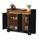 Ver imagem 3 de Aparador Buffet Ryzen 3 Portas com Prateleiras Internas - Preto com Nature