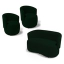 Ver imagem 1 de Kit 2 Poltronas e 1 Namoradeira Aisha Orgânica Veludo Verde Escuro - Desk Design