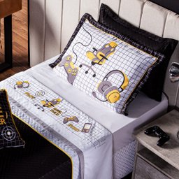 Jogo de Cama Game Streamer Branco Solteiro 03 Peças - Micropercal 180 Fios - 1