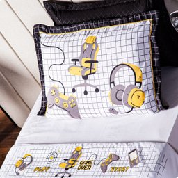 Jogo de Cama Game Streamer Branco Solteiro 03 Peças - Micropercal 180 Fios - 2