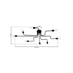 Lustre Pendente Sputnik Moderno Aranha 8 Braços Retrô Preto Sala Quarto Cozinha Área Gourmet Inl66 - 6