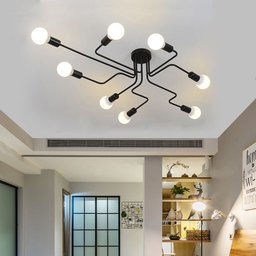 Lustre Pendente Sputnik Moderno Aranha 8 Braços Retrô Preto Sala Quarto Cozinha Área Gourmet Inl66 - 4