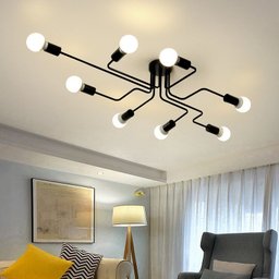Lustre Pendente Sputnik Moderno Aranha 8 Braços Retrô Preto Sala Quarto Cozinha Área Gourmet Inl66 - 2
