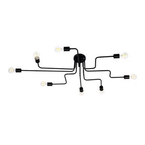 Lustre Pendente Sputnik Moderno Aranha 8 Braços Retrô Preto Sala Quarto Cozinha Área Gourmet Inl66