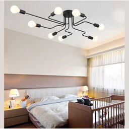 Lustre Pendente Sputnik Moderno Aranha 8 Braços Retrô Preto Sala Quarto Cozinha Área Gourmet Inl66 - 3