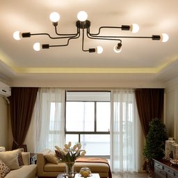Lustre Pendente Sputnik Moderno Aranha 8 Braços Retrô Preto Sala Quarto Cozinha Área Gourmet Inl66 - 5