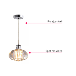 Lustre Pendente de Vidro Delicado Luxo para Bancada Quarto Cabeceira Escritório Lavabo Inl63 - 7