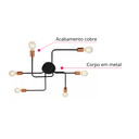 Ver imagem 3 de Lustre Pendente Sputnik Moderno Aranha 6 Braços Retrô Preto Cobre Sala Quarto Cozinha Inl67