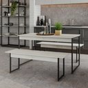 Ver imagem 2 de Mesa de Jantar com 2 Bancos Estilo Industrial Tub Snow / Est.preta