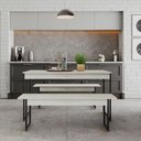 Ver imagem 3 de Mesa de Jantar com 2 Bancos Estilo Industrial Tub Snow / Est.preta