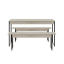 Ver imagem 1 de Mesa de Jantar com 2 Bancos Estilo Industrial Tub Snow / Est.preta