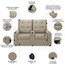 Ver imagem 6 de Poltrona de Cinema Reclinável 2 Lugares Baú Usb Mallie Fh9 Veludo Bege - Mpozenato