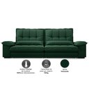 Ver imagem 4 de Sofá Bergamo 2,30m Assento Retrátil e Reclinável Velosuede Verde - Netsofás