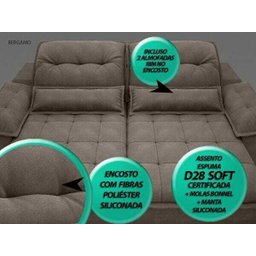 Sofá Bergamo 2,50M Assento Retrátil e Reclinável Velosuede Marrom - NetSofás - 2
