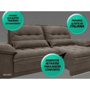 Ver imagem 5 de Sofá Bergamo 2,50M Assento Retrátil e Reclinável Velosuede Marrom - NetSofás