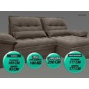 Ver imagem 4 de Sofá Bergamo 2,50M Assento Retrátil e Reclinável Velosuede Marrom - NetSofás