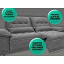 Ver imagem 5 de Sofá Bergamo 2,50M Assento Retrátil e Reclinável Velosuede Grafite - NetSofás