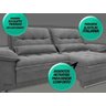 Sofá Bergamo 2,50M Assento Retrátil e Reclinável Velosuede Grafite - NetSofás - 5