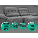 Ver imagem 4 de Sofá Bergamo 2,50M Assento Retrátil e Reclinável Velosuede Grafite - NetSofás