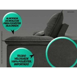 Sofá Bergamo 2,50M Assento Retrátil e Reclinável Velosuede Cinza - Netsofás - 5