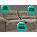 Ver imagem 5 de Sofá Bergamo 2,50M Assento Retrátil e Reclinável Velosuede Capuccino - NetSofás