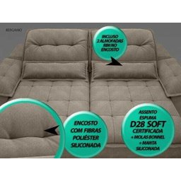 Sofá Bergamo 2,50M Assento Retrátil e Reclinável Velosuede Capuccino - NetSofás - 2
