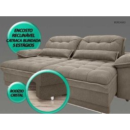 Sofá Bergamo 2,50M Assento Retrátil e Reclinável Velosuede Capuccino - NetSofás - 7