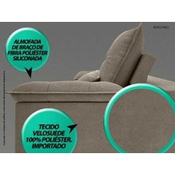 Sofá Bergamo 2,50M Assento Retrátil e Reclinável Velosuede Capuccino - NetSofás - 5