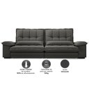 Ver imagem 4 de Sofá Bergamo 2,90m Assento Retrátil e Reclinável Velosuede Cinza - Netsofás