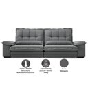 Ver imagem 4 de Sofá Bergamo 2,90m Assento Retrátil e Reclinável Velosuede Grafite - Netsofás