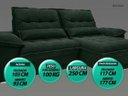 Ver imagem 4 de Sofá Bergamo 2,50M Assento Retrátil e Reclinável Velosuede Verde - NetSofás