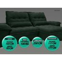 Ver imagem 4 de Sofá Bergamo 2,50M Assento Retrátil e Reclinável Velosuede Verde - NetSofás