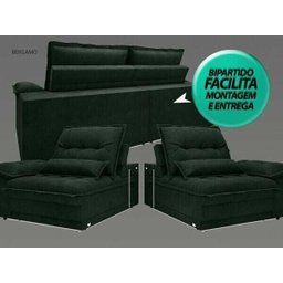 Sofá Bergamo 2,50M Assento Retrátil e Reclinável Velosuede Verde - NetSofás - 6