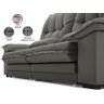 Sofá Bergamo 2,30m Assento Retrátil e Reclinável Velosuede Cinza - Netsofás - 5