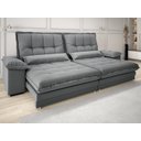 Ver imagem 2 de Sofá Bergamo 2,30m Assento Retrátil e Reclinável Velosuede Grafite - Netsofás