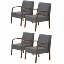Ver imagem 1 de Kit 4 Poltronas Decorativas 1 Lugar Luna Braço Madeira D Salla Suede Grafite