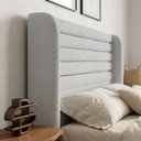 Ver imagem 6 de Cabeceira Estofada para Cama Box Casal Padrão Sasha 140cm Moderna Bouclê Cinza Claro - Desk Design