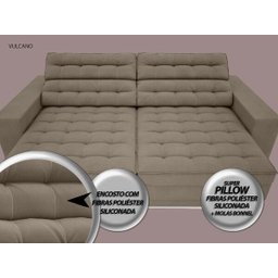 Sofá Vulcano 2,50M Assento Retrátil e Reclinável Velosuede Capuccino - NetSofás - 6