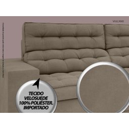 Sofá Vulcano 2,50M Assento Retrátil e Reclinável Velosuede Capuccino - NetSofás - 4