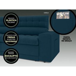 Sofá Omega 2,30M Assento Retrátil e Reclinável Velosuede NetSofás - 6