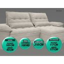 Ver imagem 4 de Sofá Bergamo 2,10M Assento Retrátil e Reclinável Velosuede Areia - Netsofás