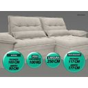 Ver imagem 4 de Sofá Bergamo 2,50M Assento Retrátil e Reclinável Velosuede Areia - Netsofás