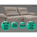 Ver imagem 4 de Sofá Bergamo 2,50M Assento Retrátil e Reclinável Velosuede Bege - NetSofás
